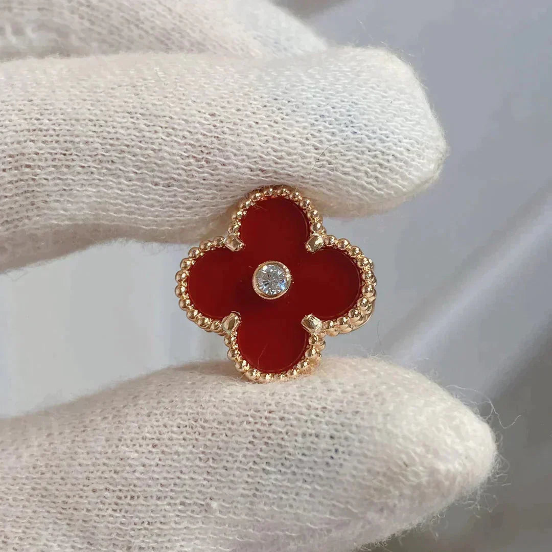 [ORA]CLOVER MEDIUM 1 MOTIFS CARNELIAN  DIAMOND earrings
