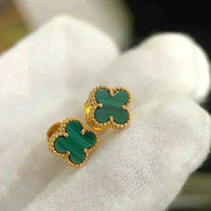 [ORA]CLOVER MINI 9.5MM MALACHITE  EARRINGS