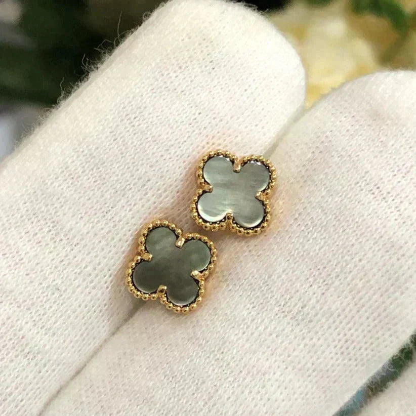 [ORA]CLOVER MINI 9.5MM GRAY MOP EARRINGS