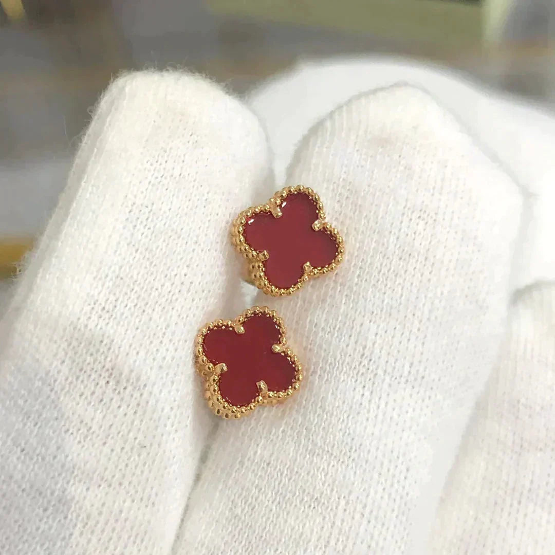 [ORA]CLOVER MINI 9.5MM CARNELIAN EARRINGS