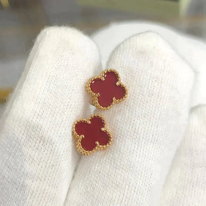 [ORA]CLOVER MINI 9.5MM CARNELIAN EARRINGS