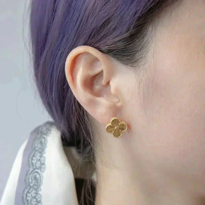 [ORA]CLOVER MEDIUM 1 MOTIFS LASER EARRINGS