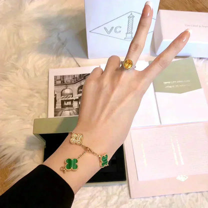 [ORA] CLOVER 5 MOTIF MALACHITE BRACELET COLLECTION