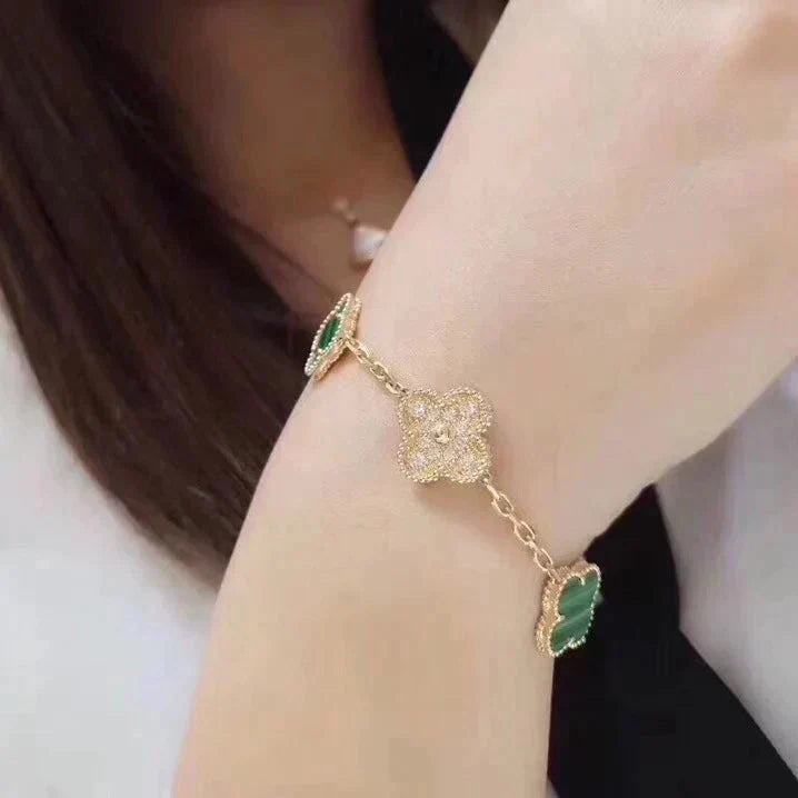 [ORA] CLOVER 5 MOTIF MALACHITE BRACELET COLLECTION
