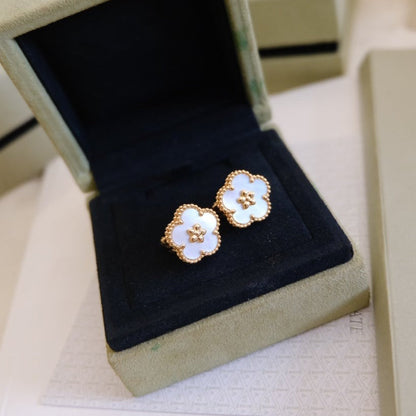 [ORA]LUCKY PINK GOLD WHITE MOP EARRINGS