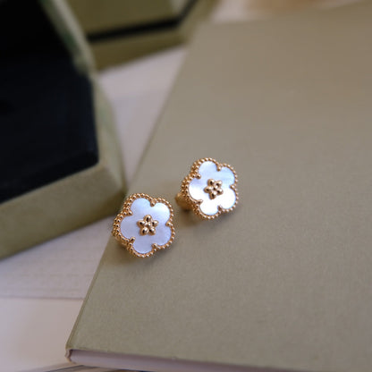 [ORA]LUCKY PINK GOLD WHITE MOP EARRINGS
