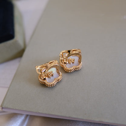 [ORA]LUCKY PINK GOLD WHITE MOP EARRINGS
