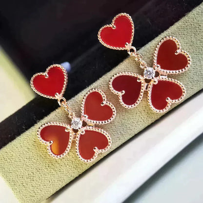 [ORA]SWEET CLOVER CARNELIAN EARRINGS