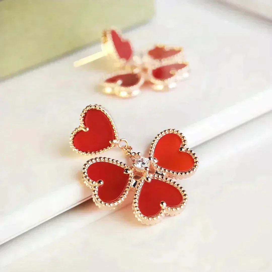 [ORA]SWEET CLOVER CARNELIAN EARRINGS