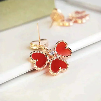 [ORA]SWEET CLOVER CARNELIAN EARRINGS