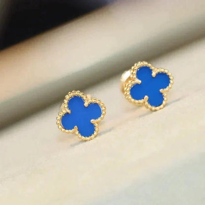[ORA]CLOVER MINI 9.5MM BLUE AGATE EARRINGS