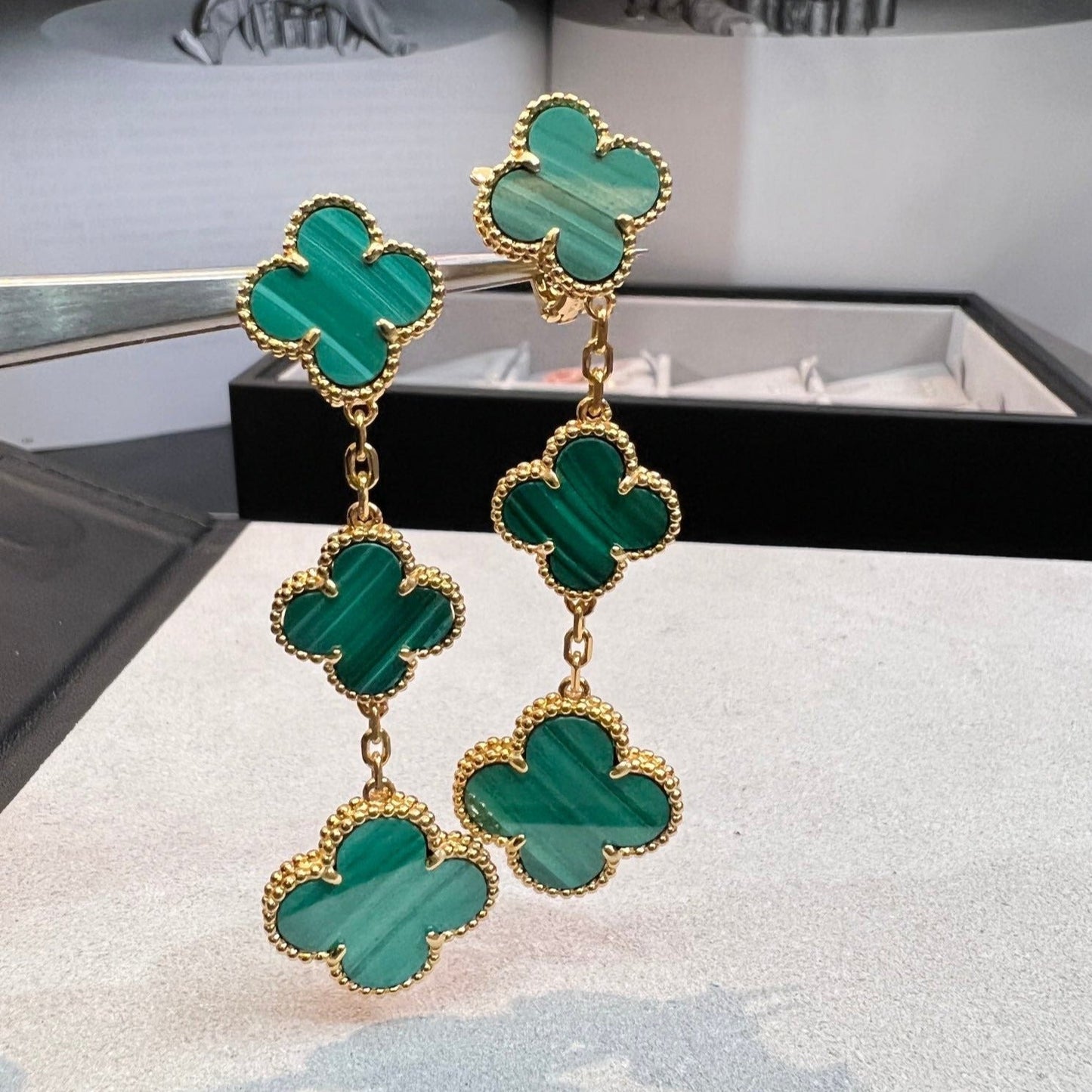 [ORA]CLOVER MALACHITE 3 MOTIFS GOLD