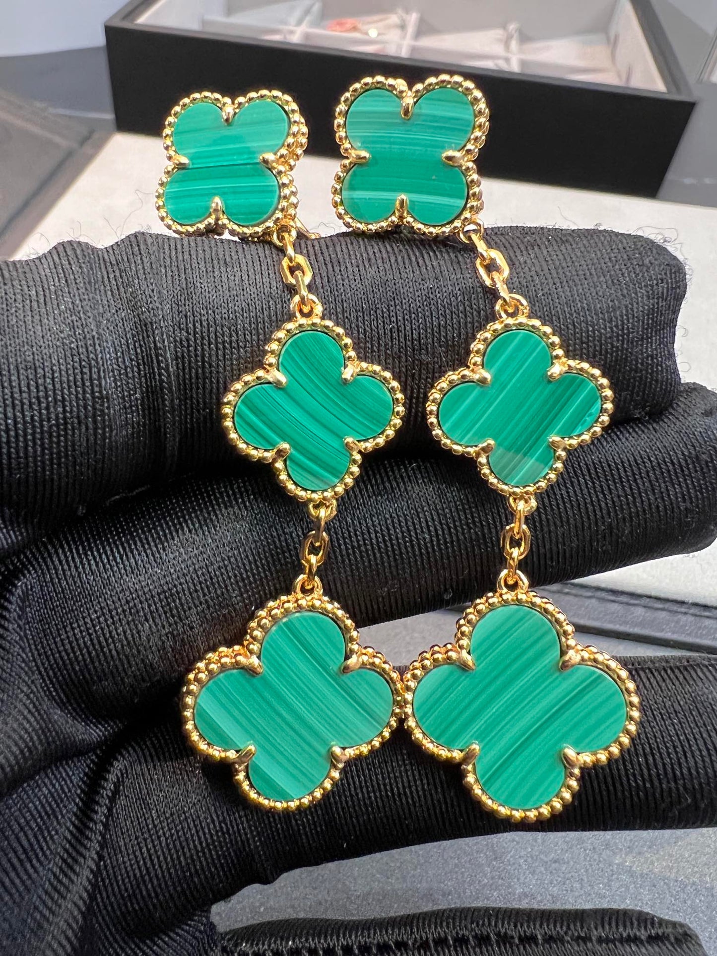 [ORA]CLOVER MALACHITE 3 MOTIFS GOLD