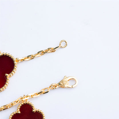 [ORA]CLOVER BRACELET 5 MOTIFS CARNELIAN TIGER EYE