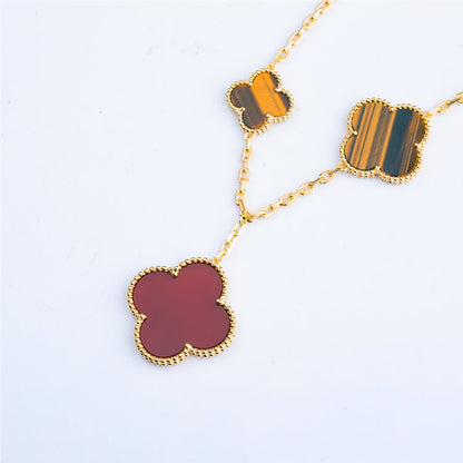 [ORA]CLOVER BRACELET 5 MOTIFS CARNELIAN TIGER EYE