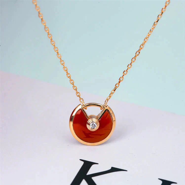 [ORA]AMULETTE GOLD CARNELIAN ONYX NECKLACE