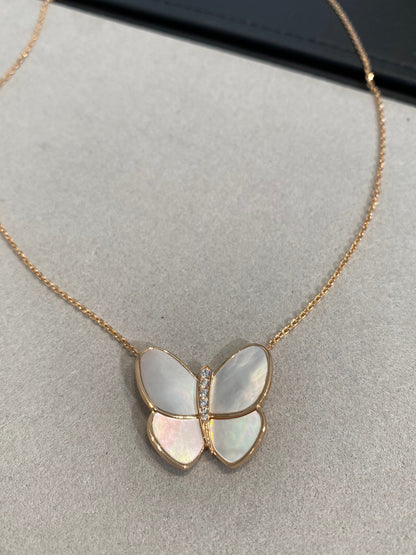 [ORA]BUTTERFLY GOLD MOP DIAMOND HALSKETTE