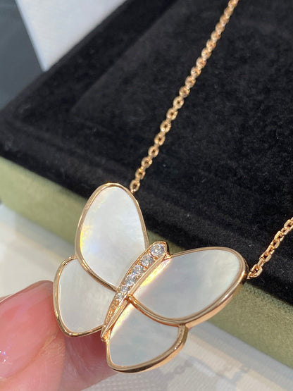 [ORA]BUTTERFLY GOLD MOP DIAMOND HALSKETTE