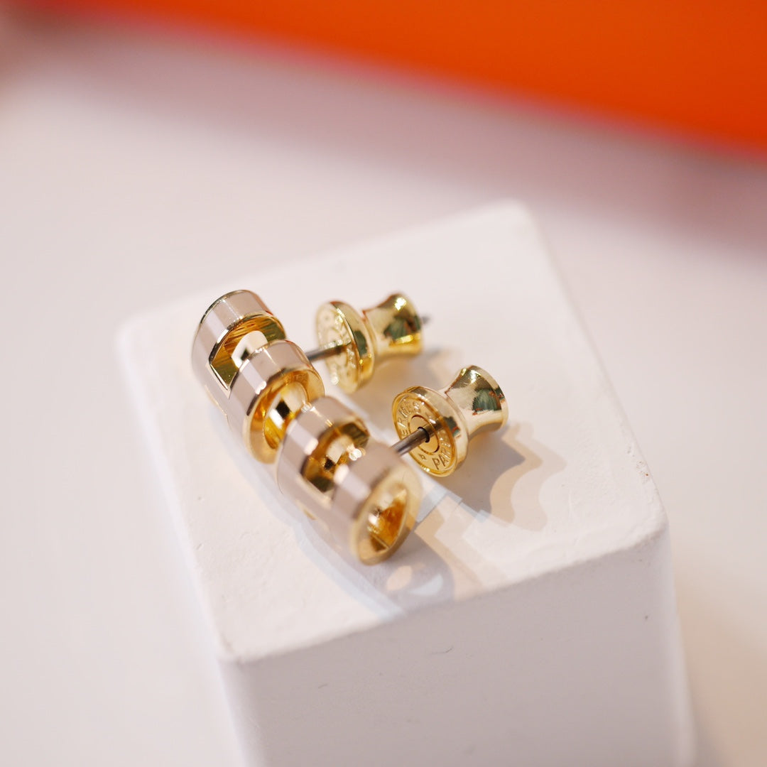 [ORA]MINI POP H GOLD EARRINGS GREY