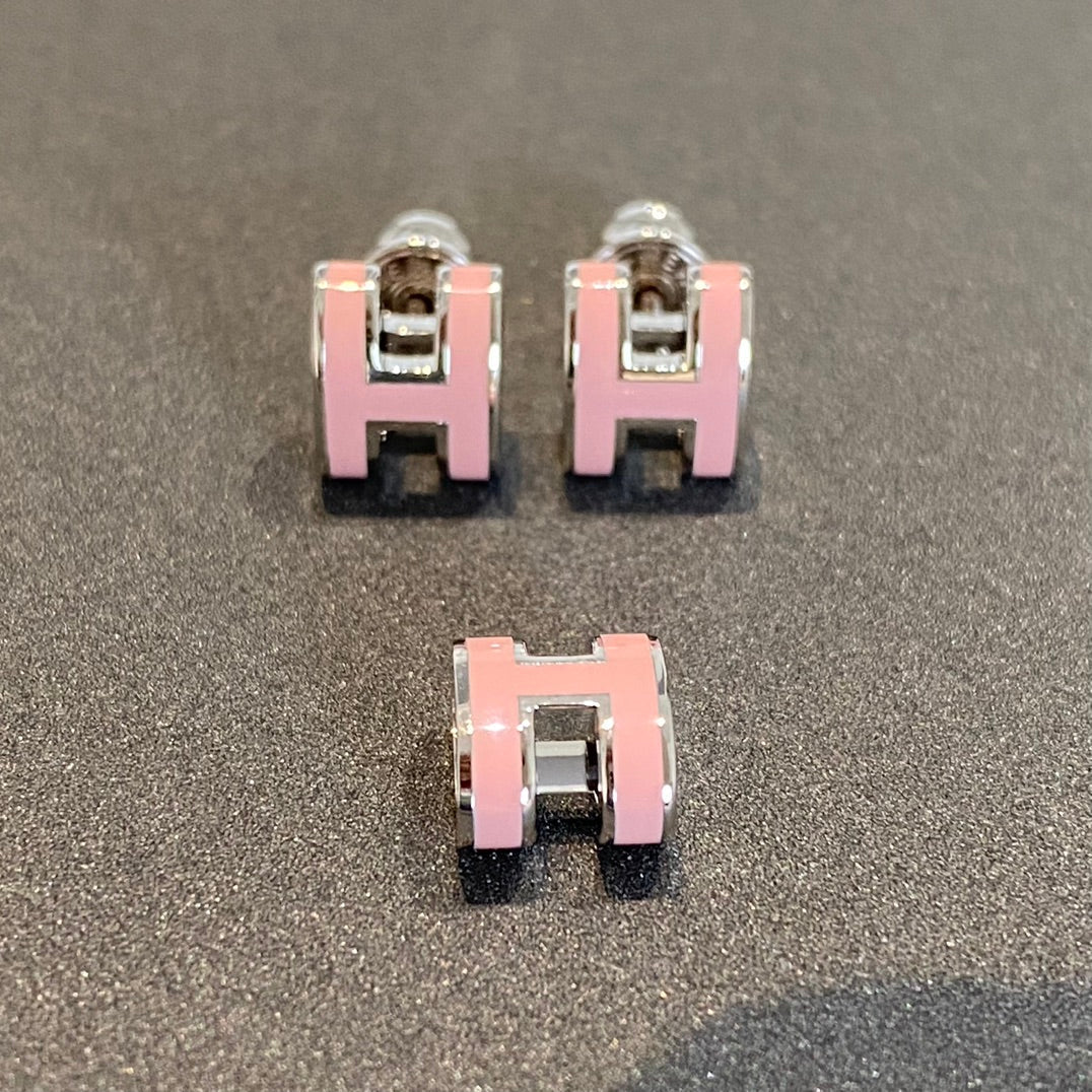 [ORA]MINI POP H SILVER EARRINGS PINK