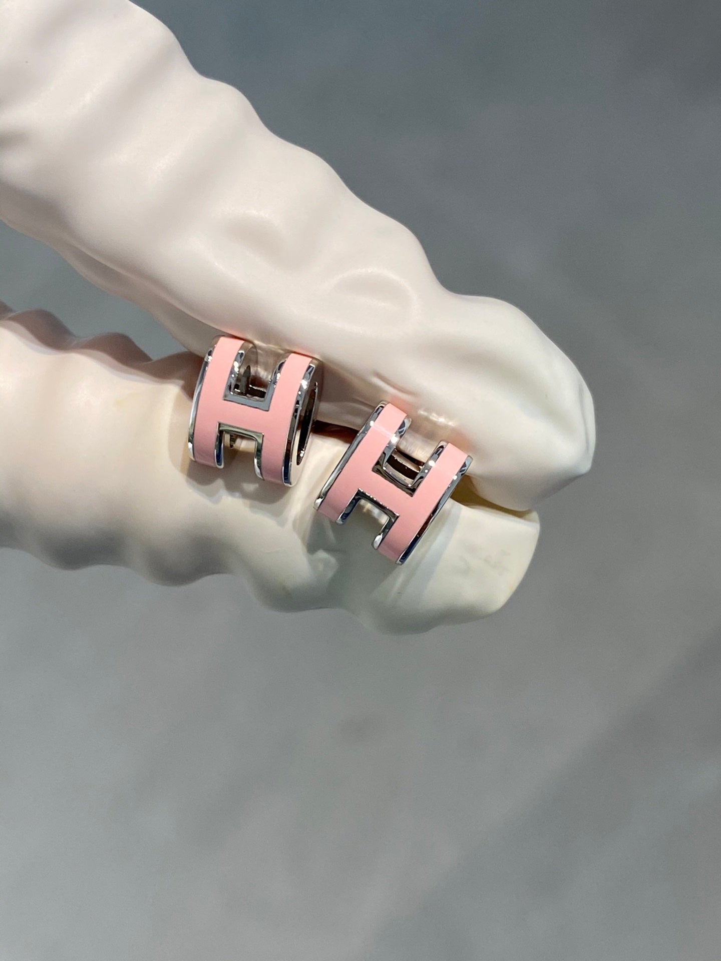 [ORA]MINI POP H SILVER EARRINGS PINK