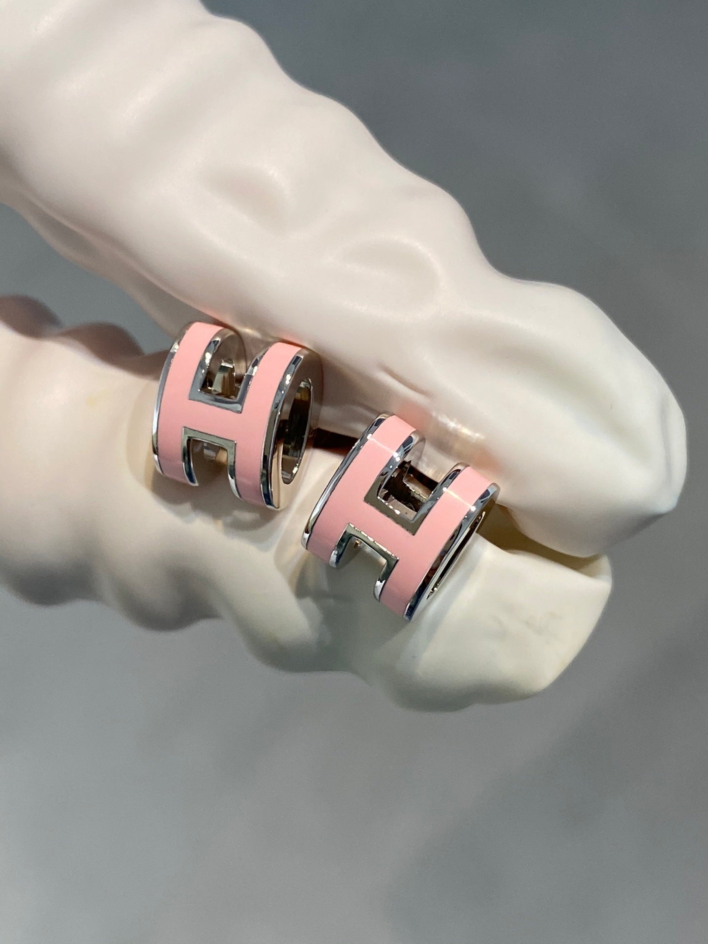 [ORA]MINI POP H SILVER EARRINGS PINK