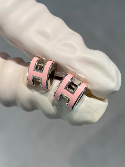 [ORA]MINI POP H SILVER EARRINGS PINK