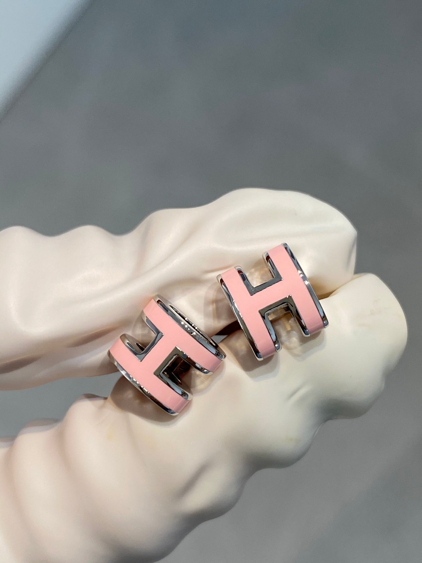 [ORA]MINI POP H SILVER EARRINGS PINK