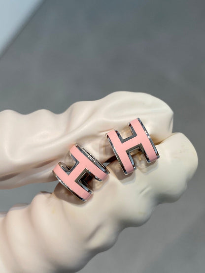[ORA]MINI POP H SILVER EARRINGS PINK