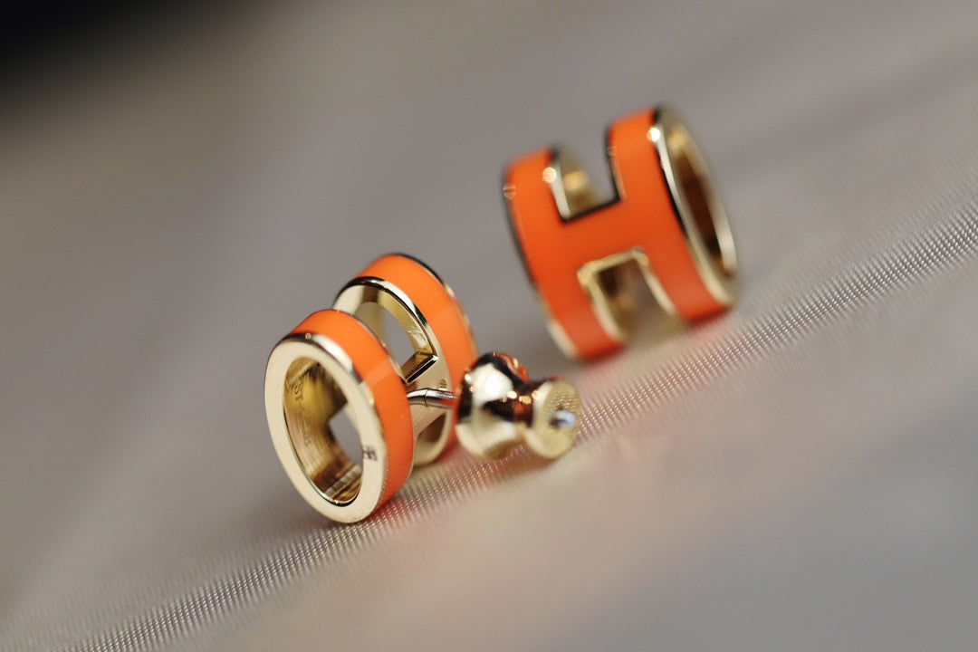 [ORA]MINI POP H EARRINGS ORANGE