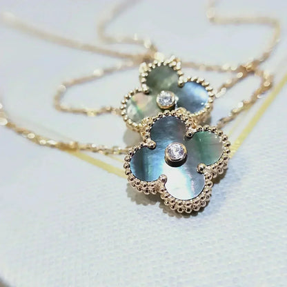 [ORA]CLOVER 15MM DIAMOND AND MOTHER-OF-GREY NECKLACE