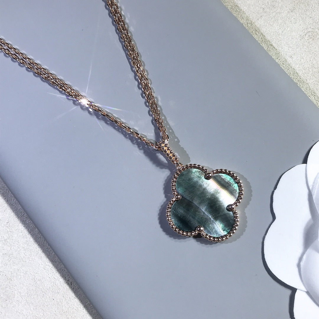 [ORA]CLOVER 25MM GOLD DARK MOP BIG CLOVER HALSKETTE