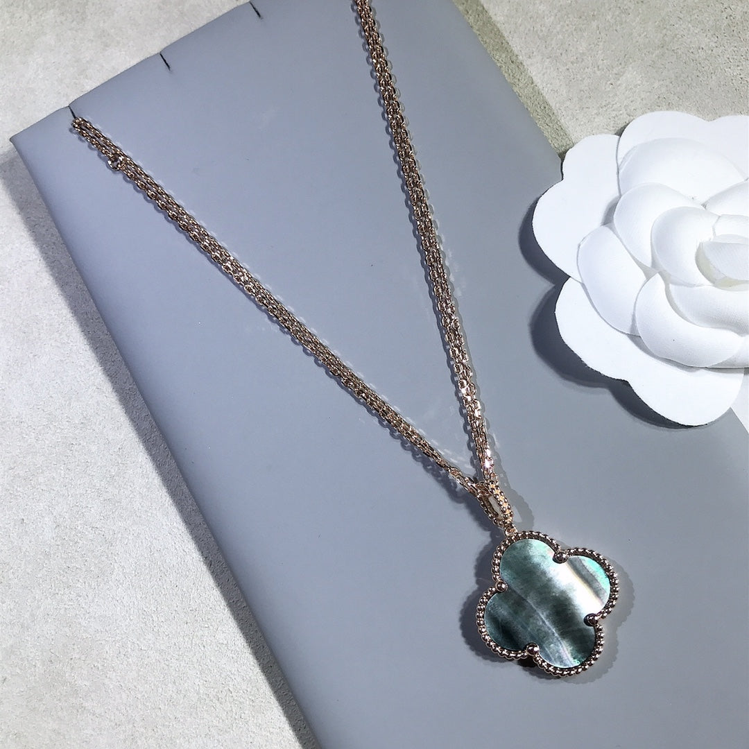 [ORA]CLOVER 25MM GOLD DARK MOP BIG CLOVER HALSKETTE
