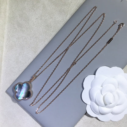 [ORA]CLOVER 25MM GOLD DARK MOP BIG CLOVER HALSKETTE