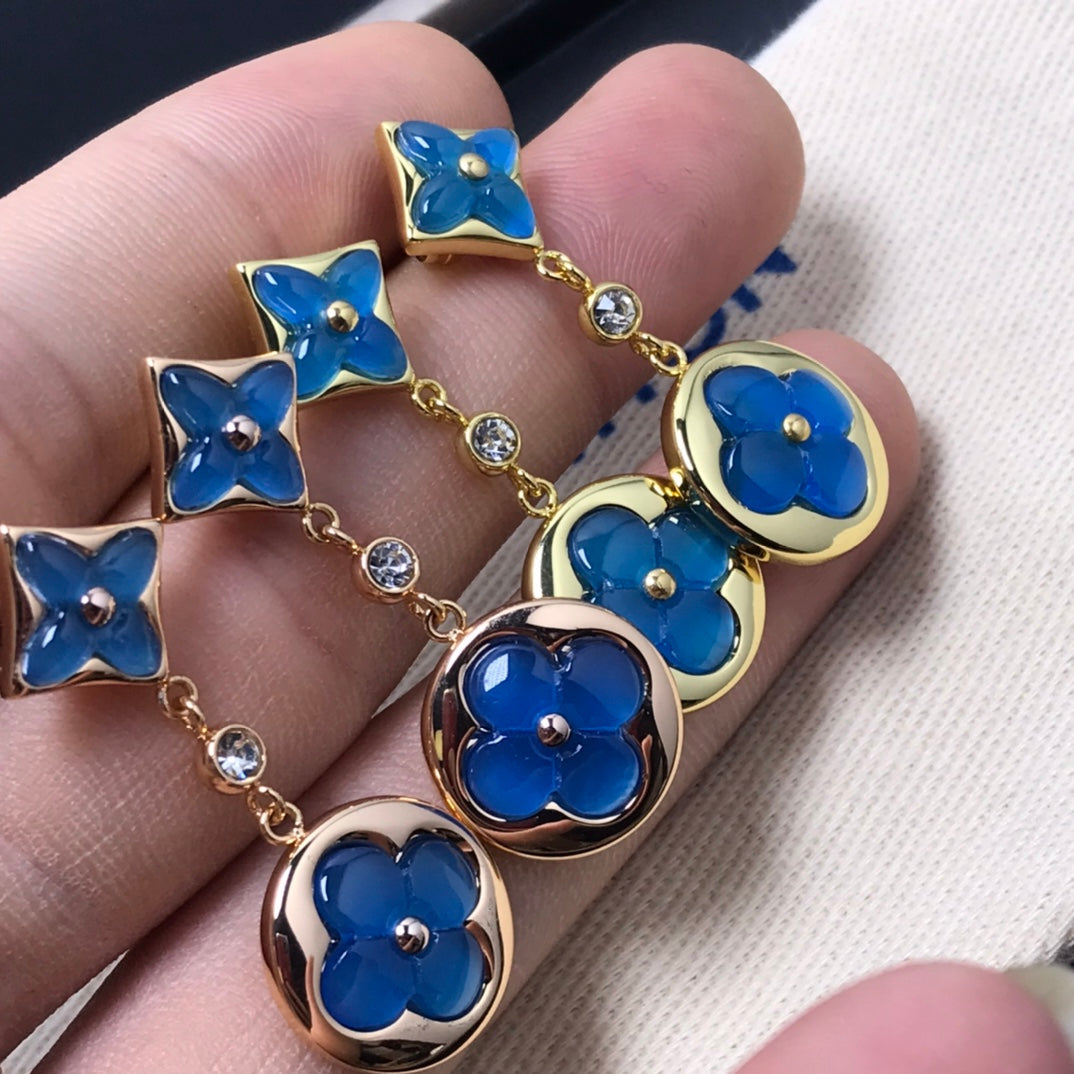 [ORA]STAR AND SUN AGATE DIAMOND EARRINGS
