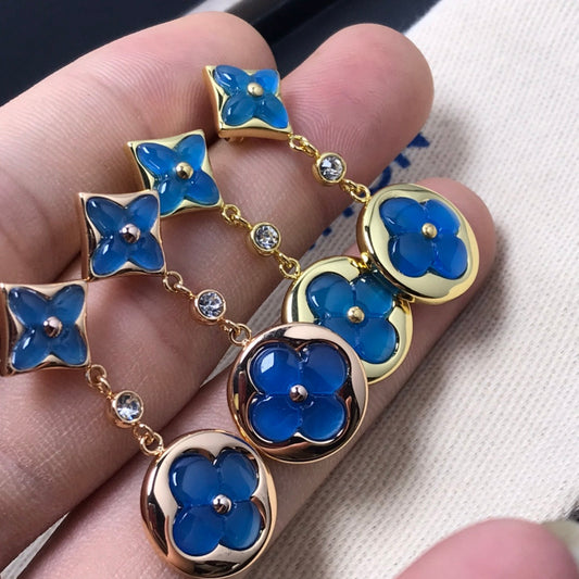 [ORA]STAR AND SUN AGATE DIAMOND EARRINGS