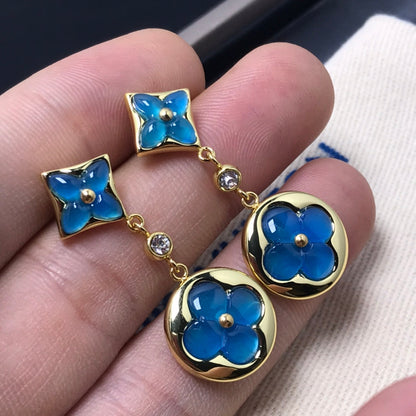 [ORA]STAR AND SUN AGATE DIAMOND EARRINGS