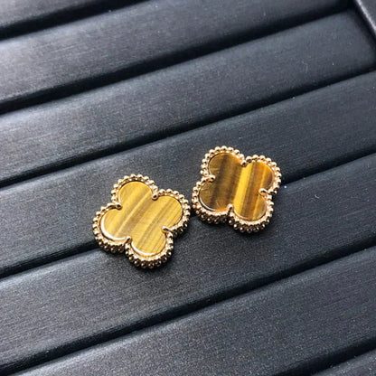 [ORA]CLOVER MEDIUM 1 MOTIFS TIGER EYE EARRINGS