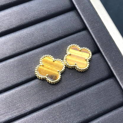 [ORA]CLOVER MEDIUM 1 MOTIFS TIGER EYE EARRINGS