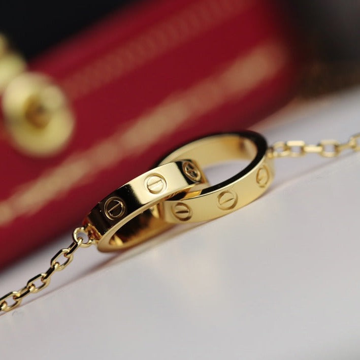 [ORA]LOVE NECKLACE DOUBLE RING GOLD