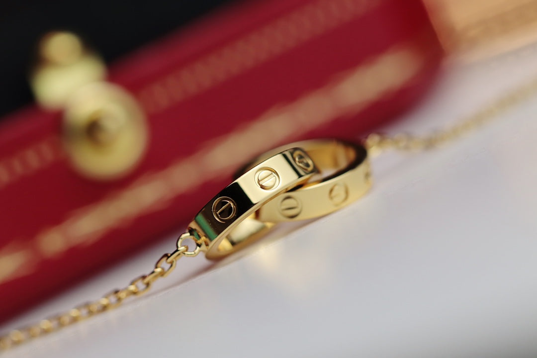 [ORA]LOVE NECKLACE DOUBLE RING GOLD