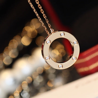 [ORA]LOVE NECKLACE 16MM 6 DIAMONDS PINK GOLD