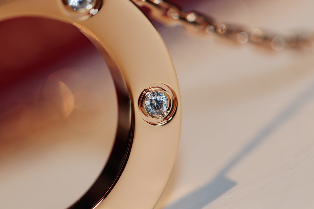 [ORA]LOVE NECKLACE 16MM 6 DIAMONDS PINK GOLD