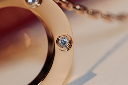 [ORA]LOVE NECKLACE 16MM 6 DIAMONDS PINK GOLD