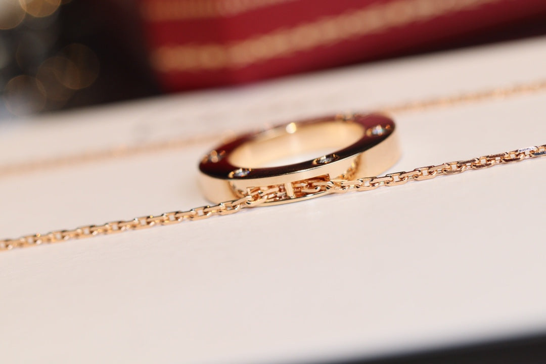 [ORA]LOVE NECKLACE 16MM 6 DIAMONDS PINK GOLD