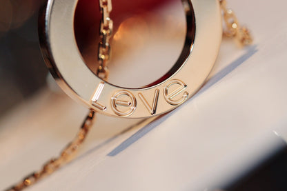 [ORA]LOVE NECKLACE 16MM 6 DIAMONDS PINK GOLD