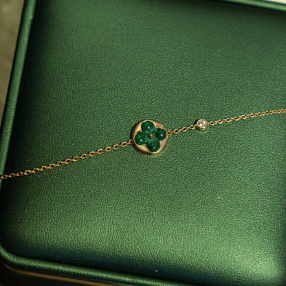 [ORA]SUN MALACHITE 1 DIAMOND PINK GOLD BRACELET