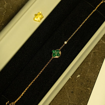 [ORA]SUN MALACHITE 1 DIAMOND PINK GOLD BRACELET