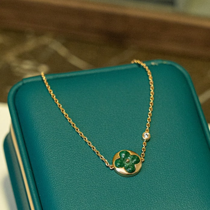 [ORA]SUN MALACHITE 1 DIAMOND PINK GOLD BRACELET