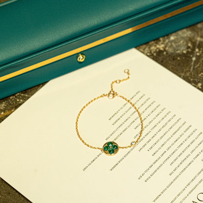 [ORA]SUN MALACHITE 1 DIAMOND PINK GOLD BRACELET